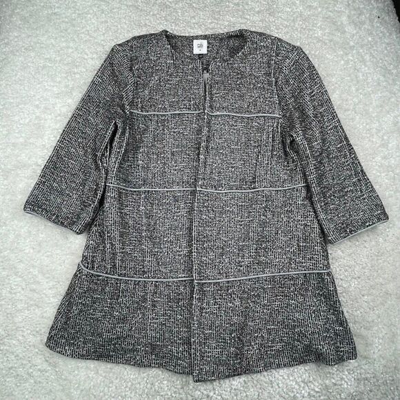 Cabi The Times Jacket 3/4 Sleeve Tweed Black White - Picture 3 of 13
